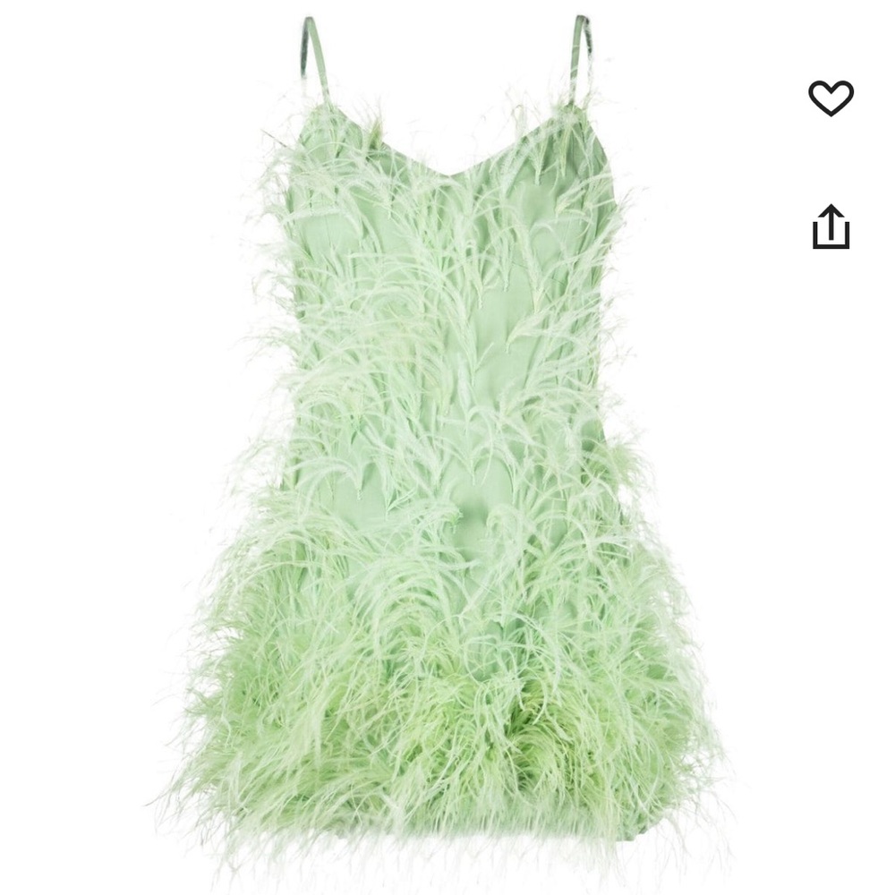 Cult Gaia Zariah Seafoam Green Ostrich Feather Dress